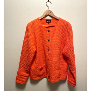 Vintage Nanette Keller Womens Jacket Medium Orange Gauzy Button Up Lagenlook 90s
